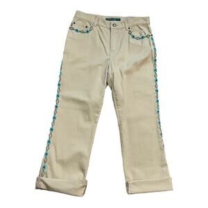 Lauren Jeans Co. Ralph Lauren Vintage Western Beaded Khaki Jeans Womens 8P